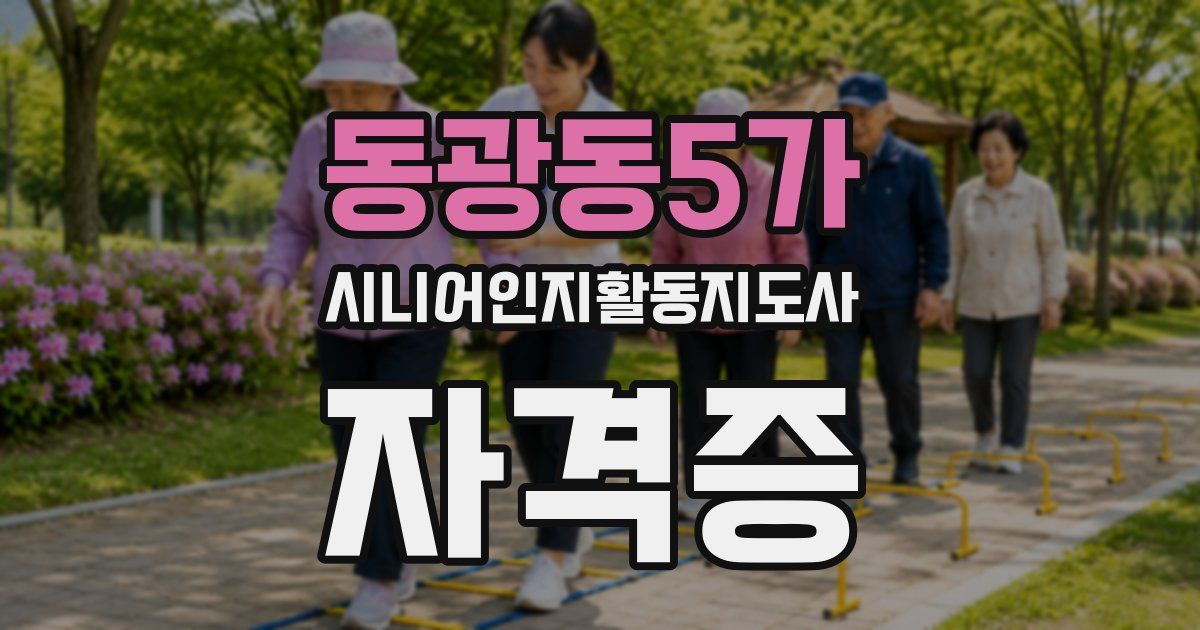 동광동5가 시니어인지활동지도사 자격증