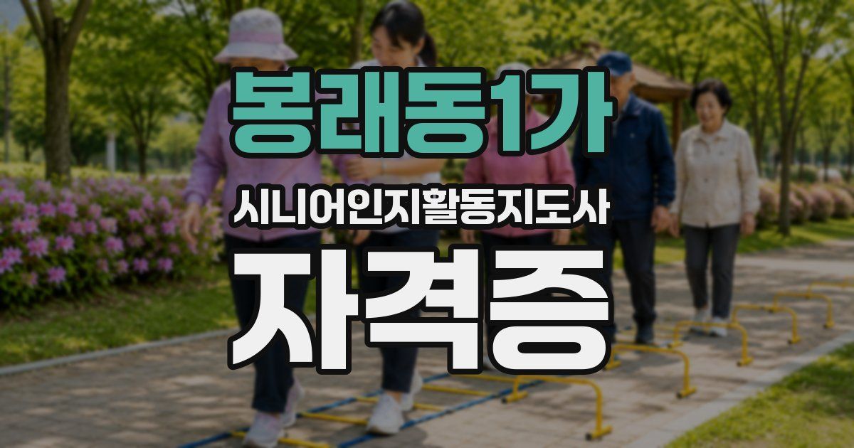 봉래동1가 시니어인지활동지도사 자격증