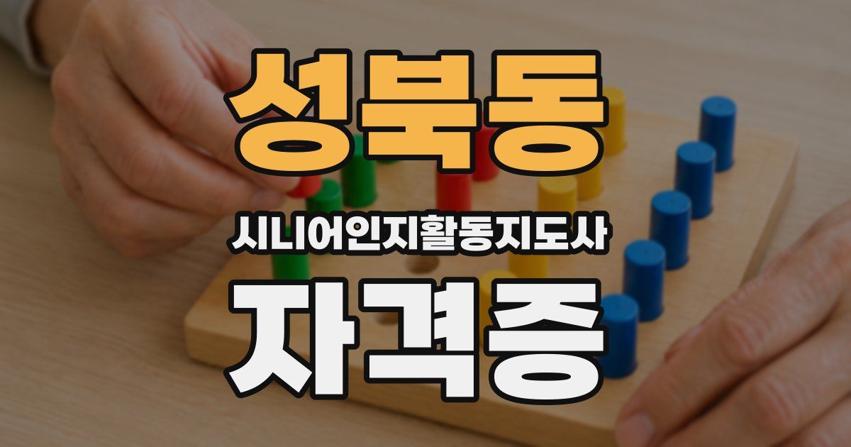 성북동 시니어인지활동지도사 자격증
