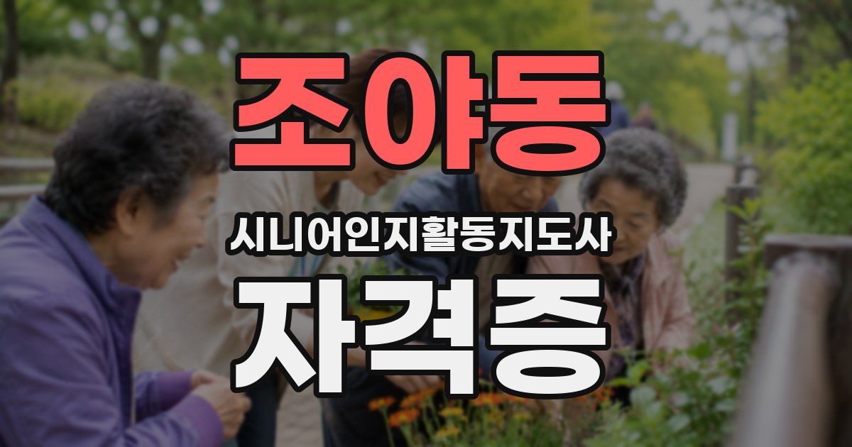 조야동 시니어인지활동지도사 자격증