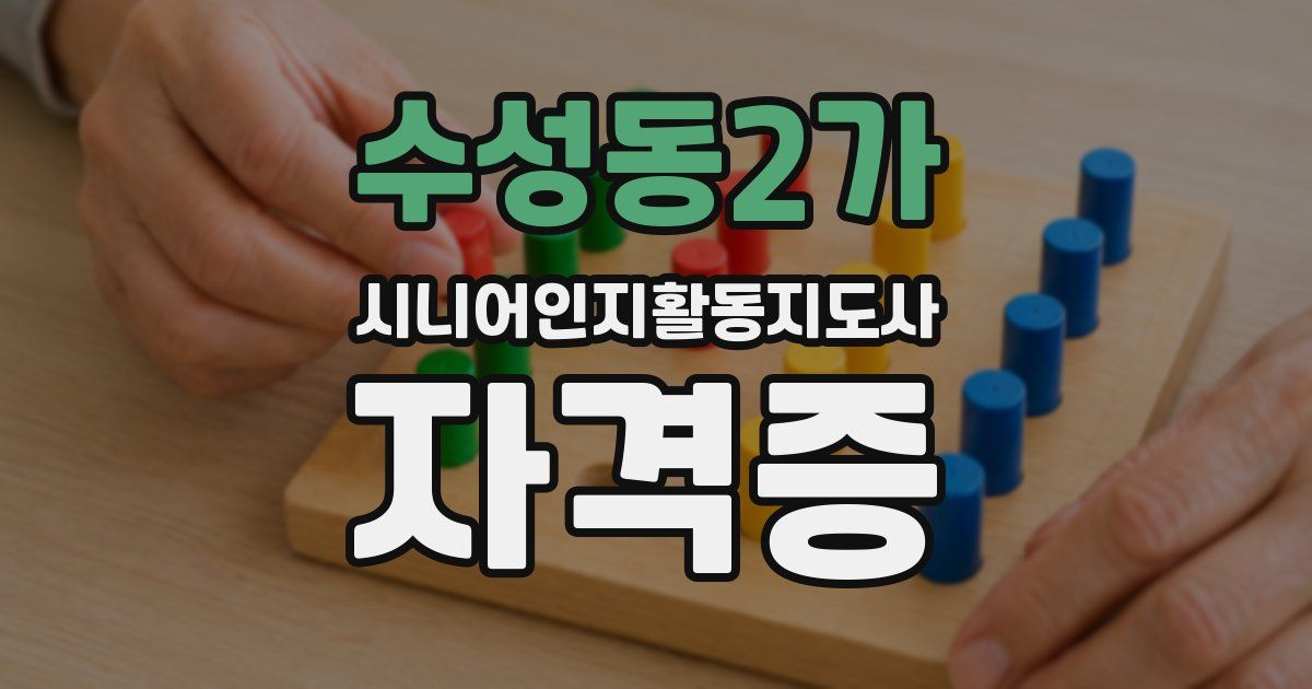 수성동2가 시니어인지활동지도사 자격증