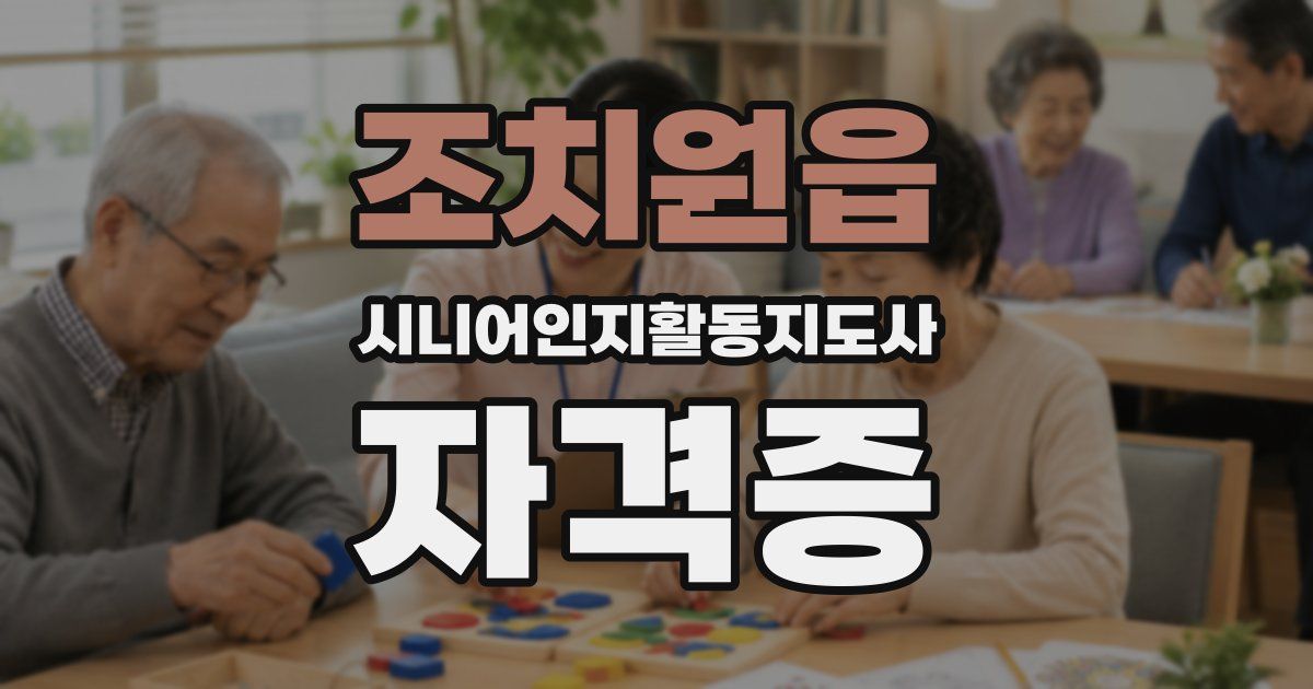 조치원읍 시니어인지활동지도사 자격증