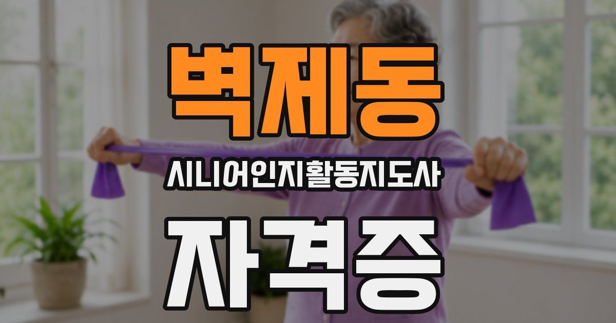 벽제동 시니어인지활동지도사 자격증