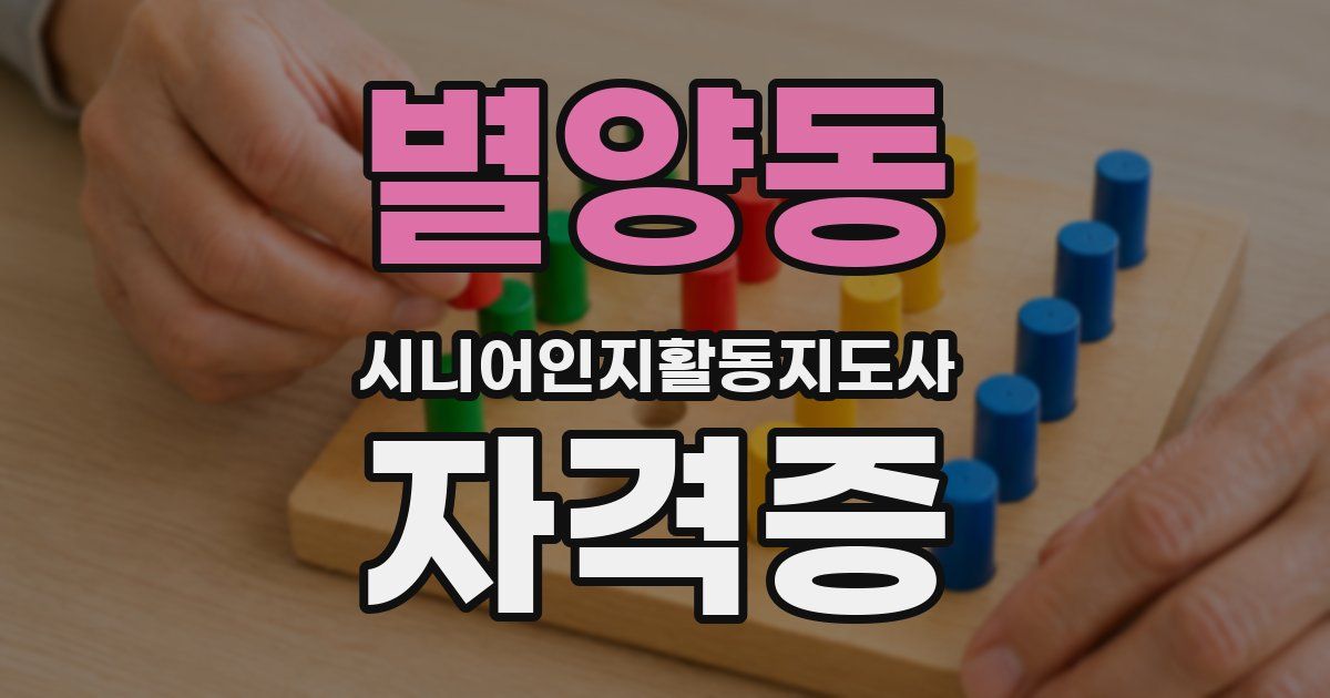 별양동 시니어인지활동지도사 자격증