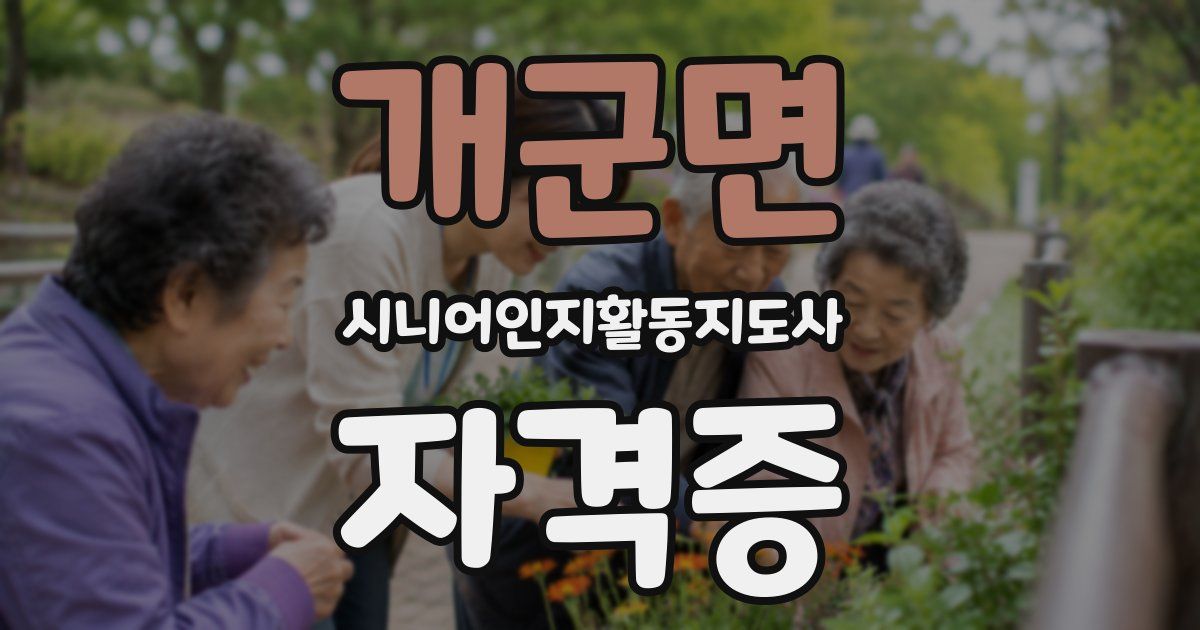 개군면 시니어인지활동지도사 자격증