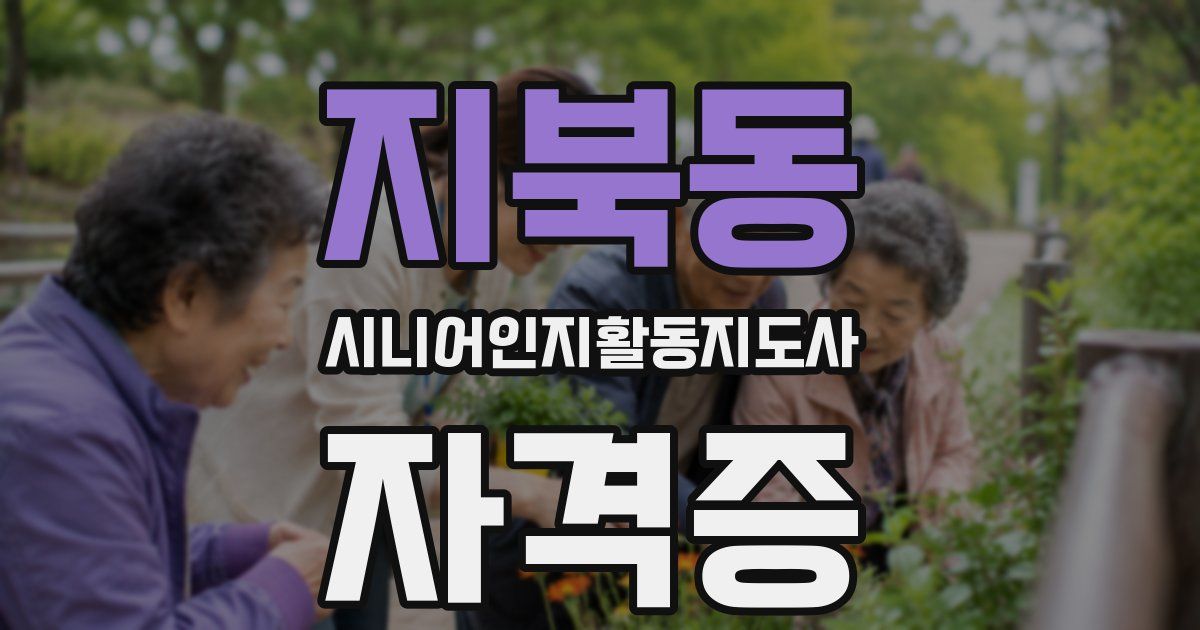 지북동 시니어인지활동지도사 자격증