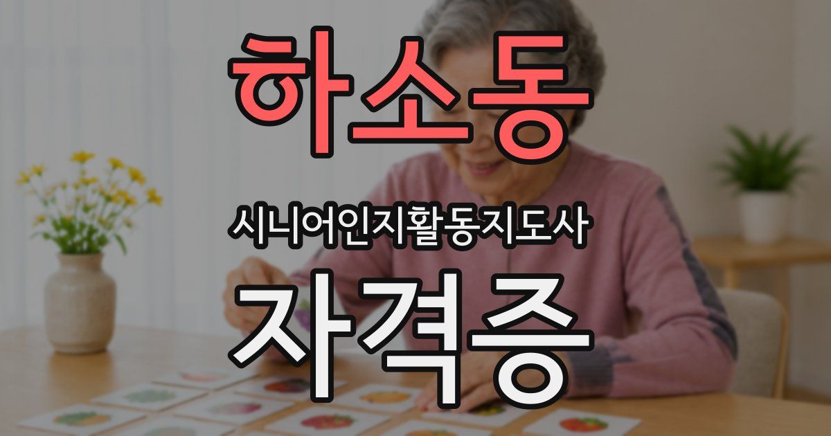 하소동 시니어인지활동지도사 자격증