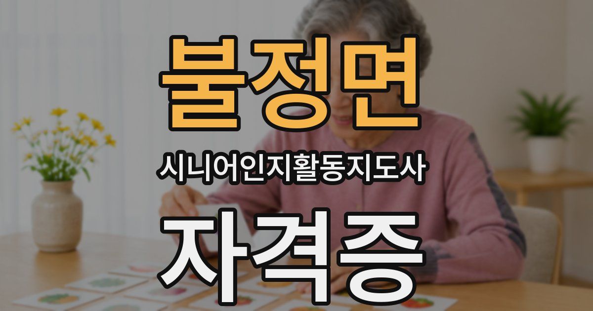 불정면 시니어인지활동지도사 자격증