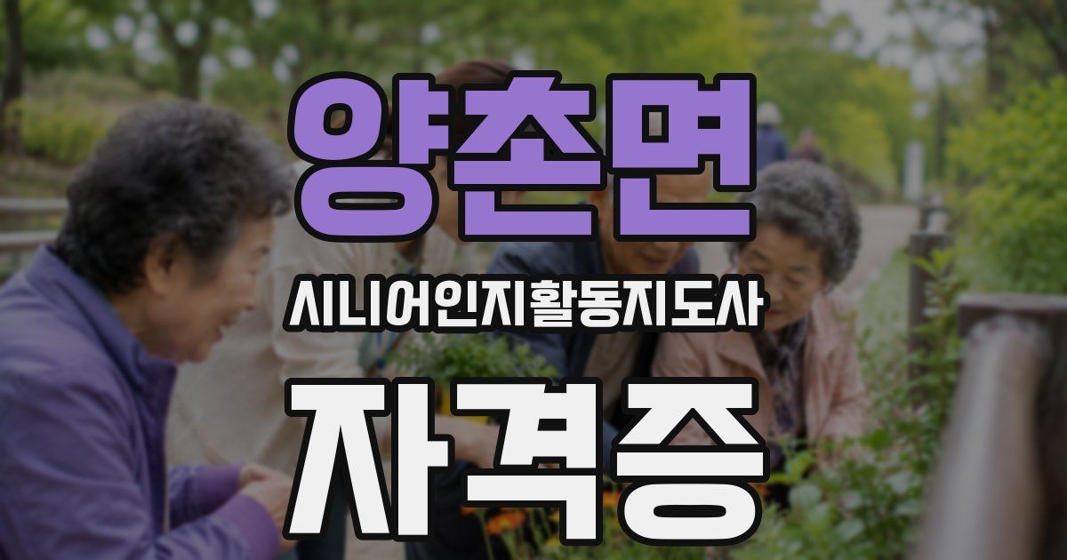 양촌면 시니어인지활동지도사 자격증