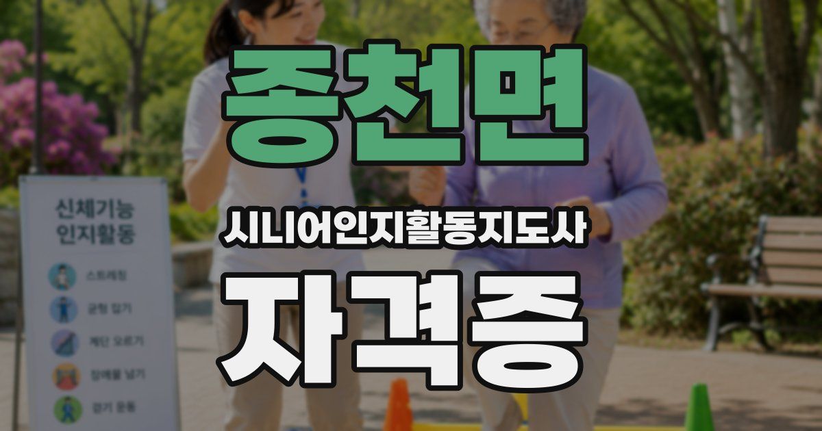 종천면 시니어인지활동지도사 자격증