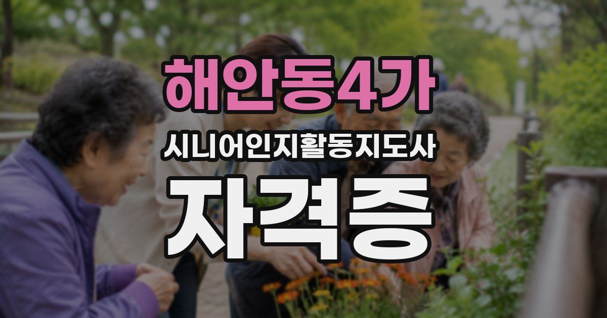 해안동4가 시니어인지활동지도사 자격증