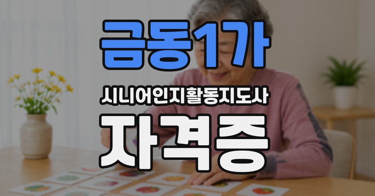 금동1가 시니어인지활동지도사 자격증