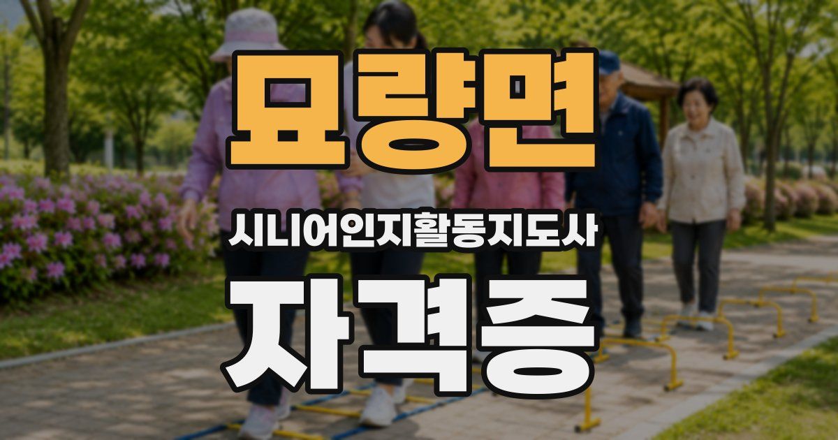 묘량면 시니어인지활동지도사 자격증
