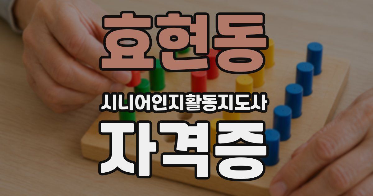 효현동 시니어인지활동지도사 자격증