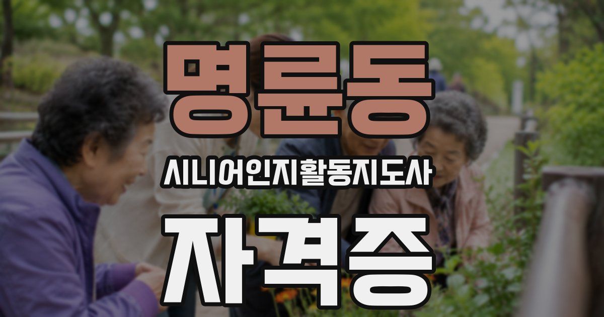 명륜동 시니어인지활동지도사 자격증