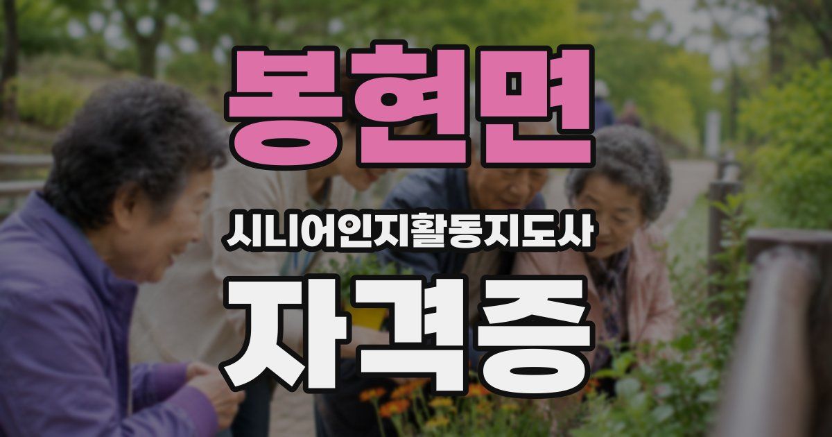 봉현면 시니어인지활동지도사 자격증