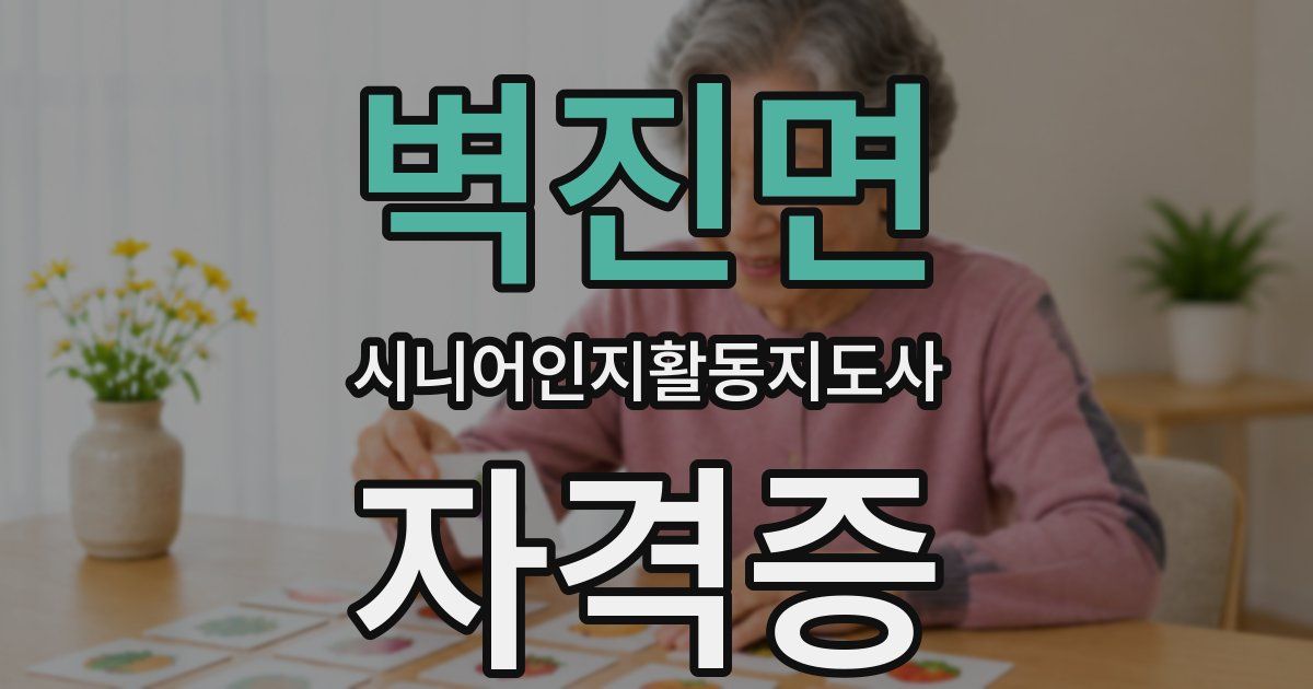 벽진면 시니어인지활동지도사 자격증