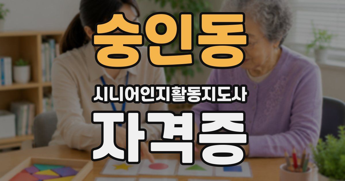 숭인동 시니어인지활동지도사 자격증