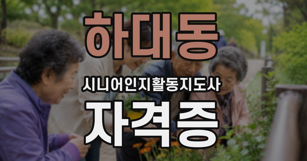하대동 시니어인지활동지도사 자격증
