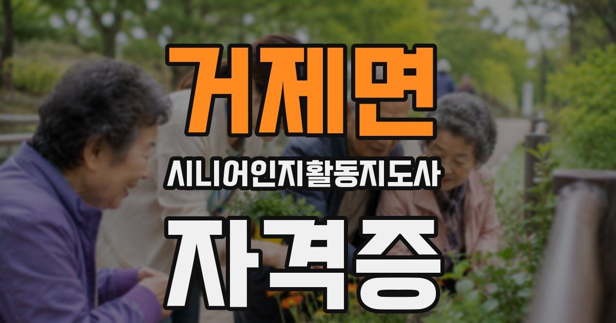 거제면 시니어인지활동지도사 자격증