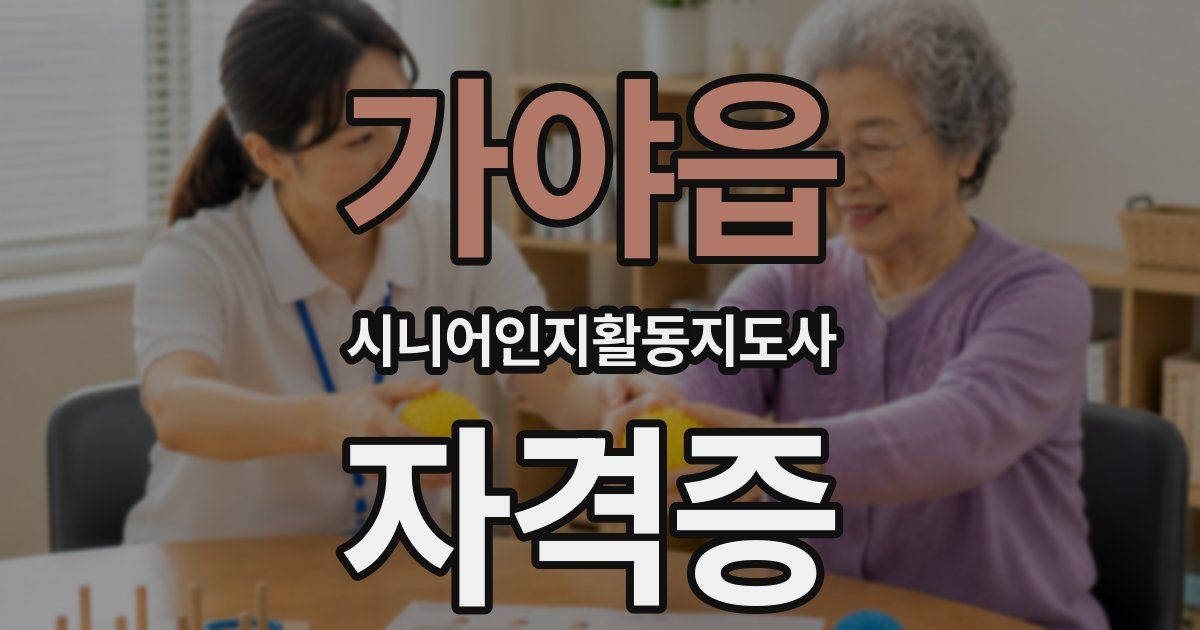 가야읍 시니어인지활동지도사 자격증