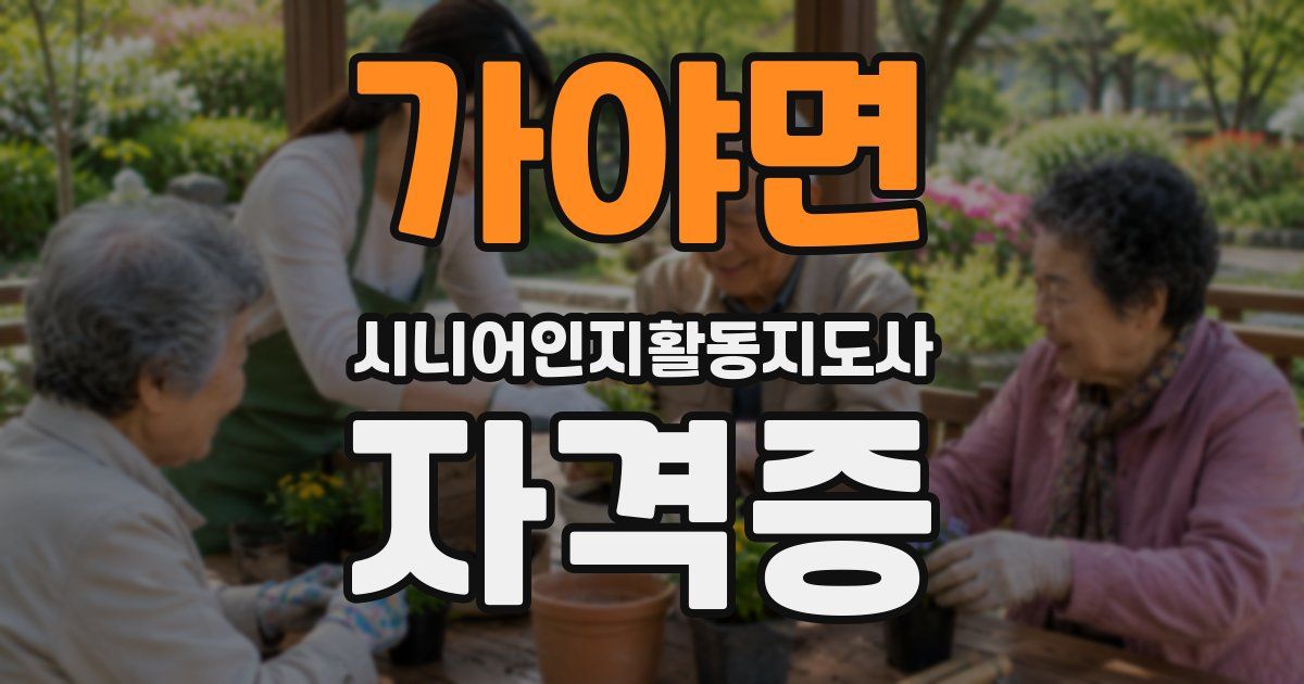 가야면 시니어인지활동지도사 자격증