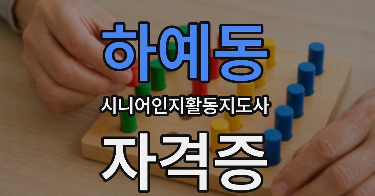 하예동 시니어인지활동지도사 자격증