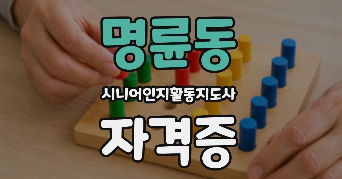 명륜동 시니어인지활동지도사 자격증