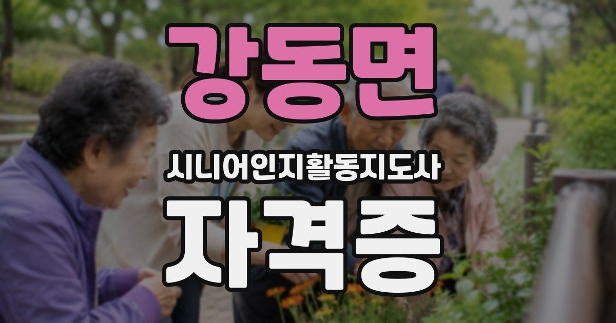 강동면 시니어인지활동지도사 자격증
