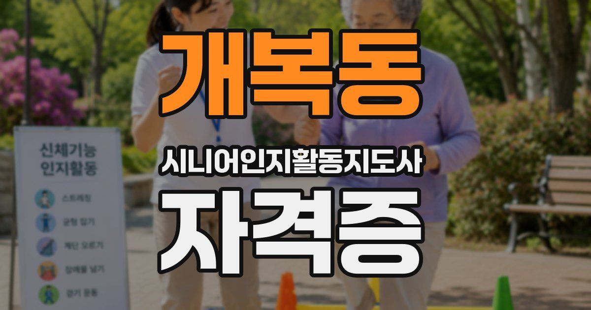개복동 시니어인지활동지도사 자격증