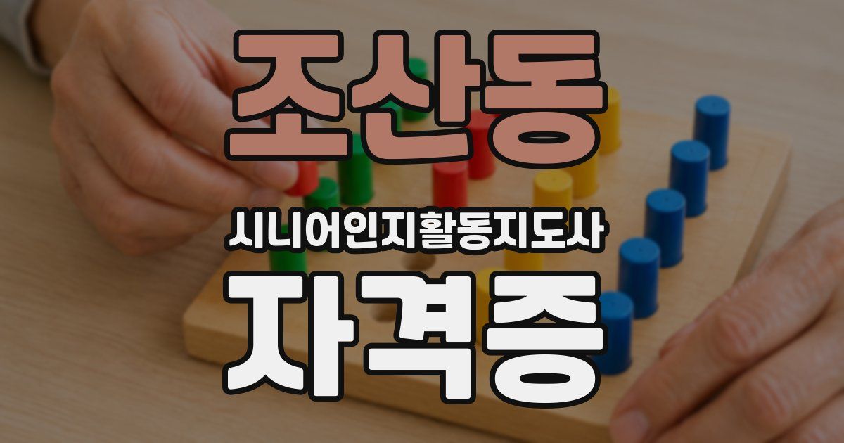 조산동 시니어인지활동지도사 자격증