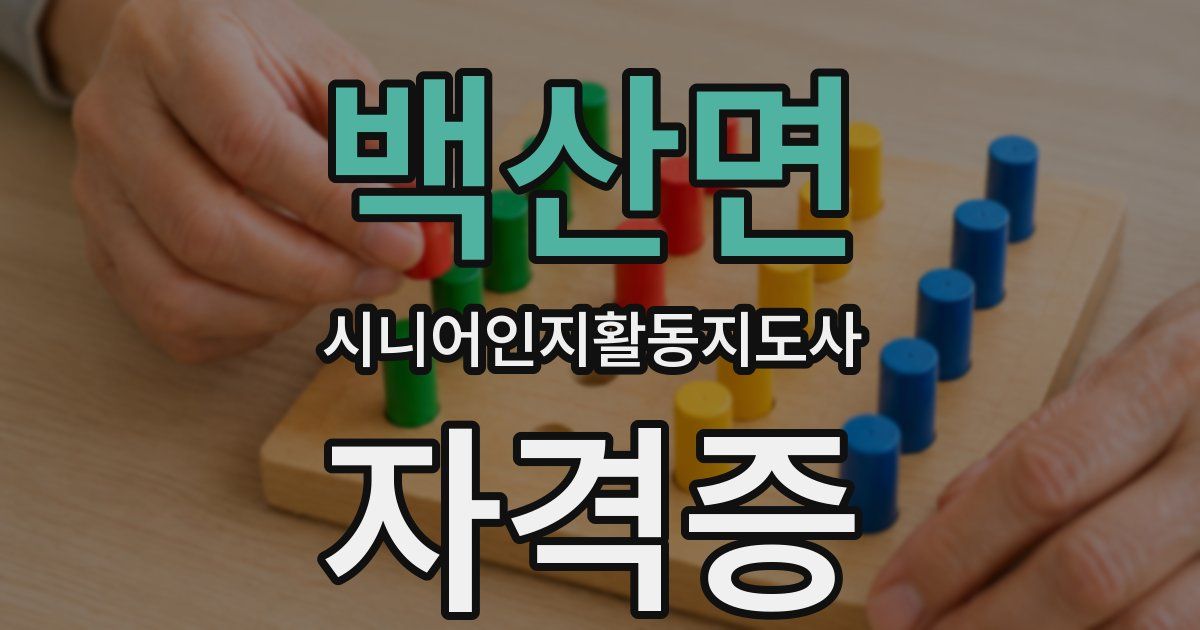 백산면 시니어인지활동지도사 자격증