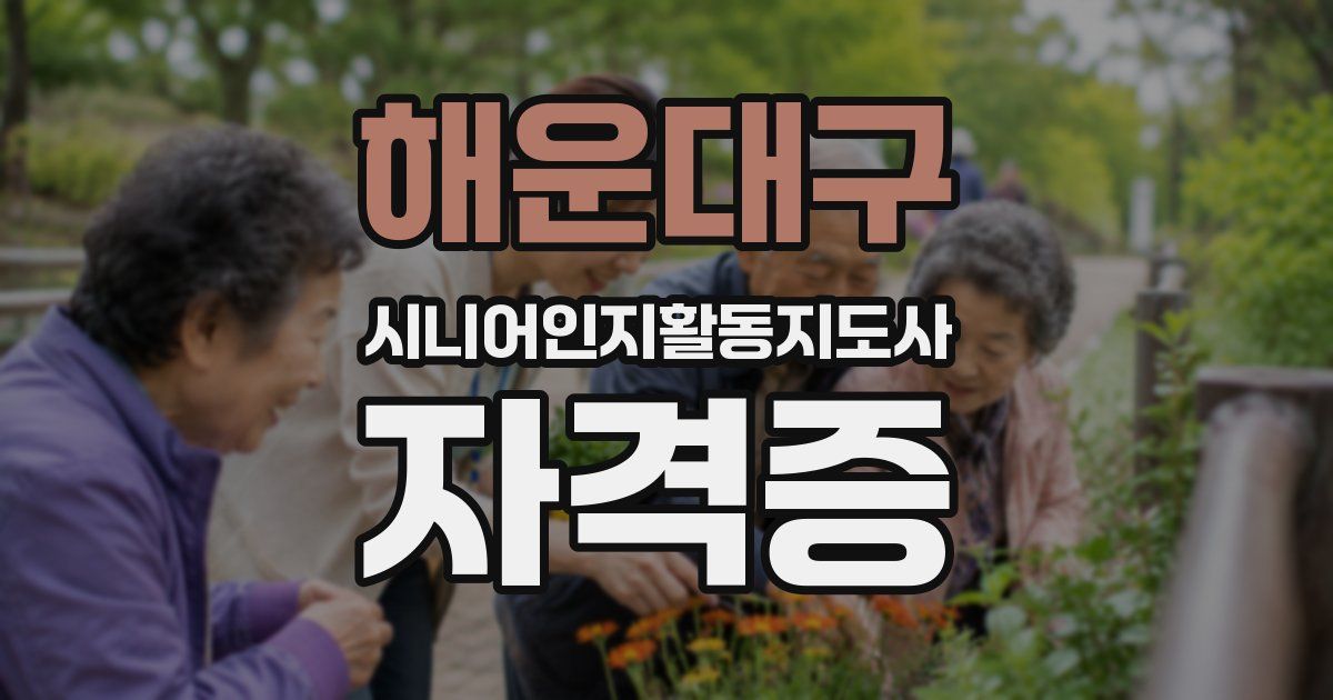 해운대구 시니어인지활동지도사 자격증