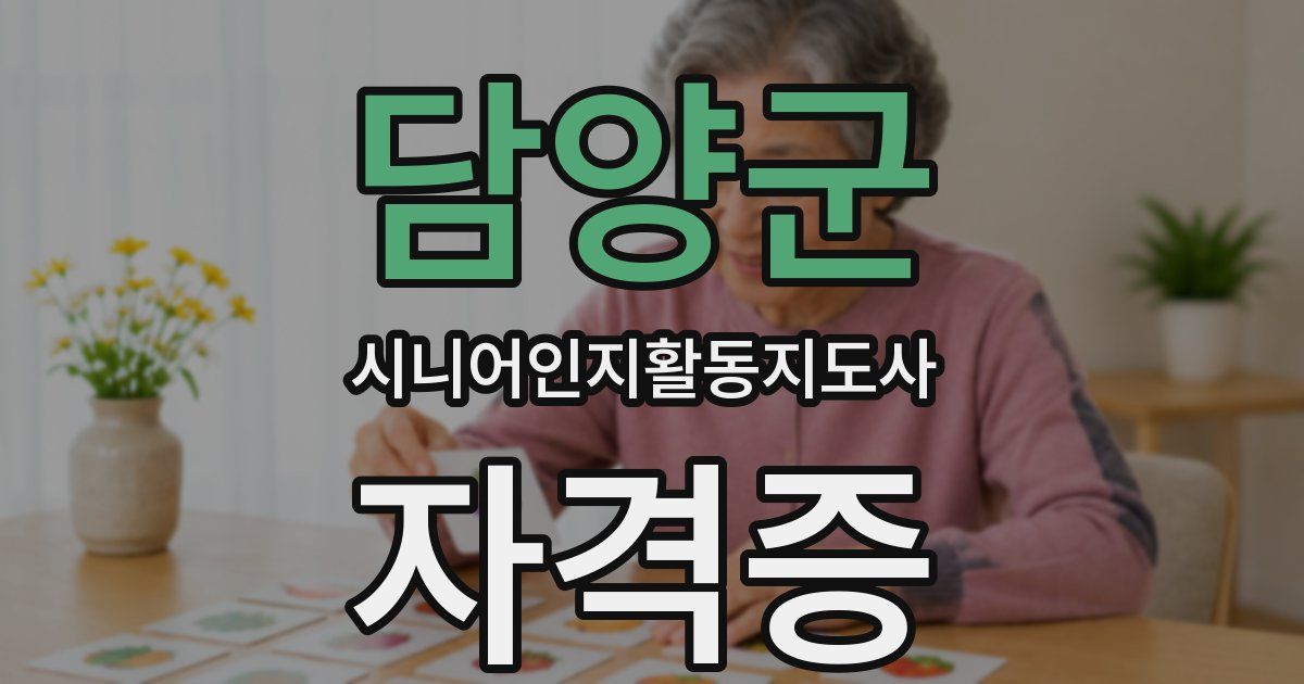 담양군 시니어인지활동지도사 자격증