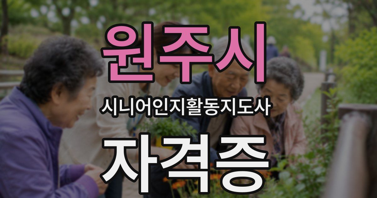 원주시 시니어인지활동지도사 자격증