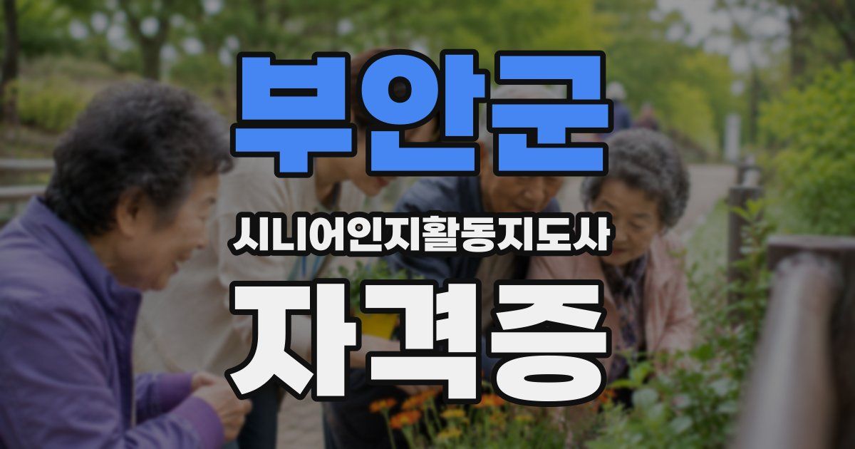 부안군 시니어인지활동지도사 자격증