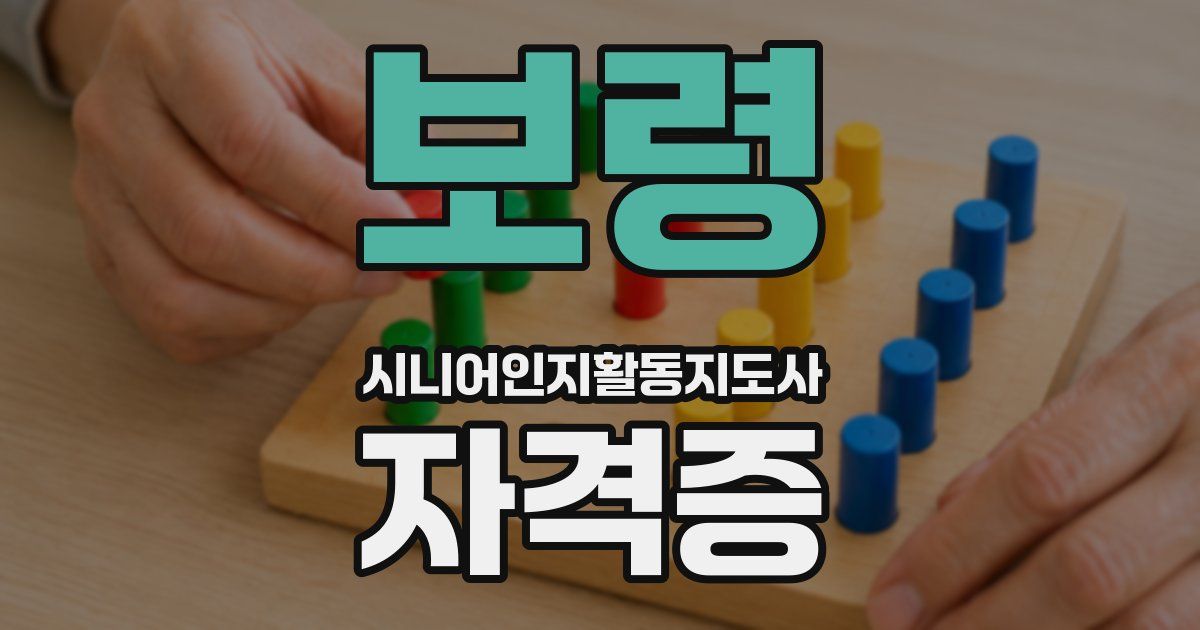 보령 시니어인지활동지도사 자격증