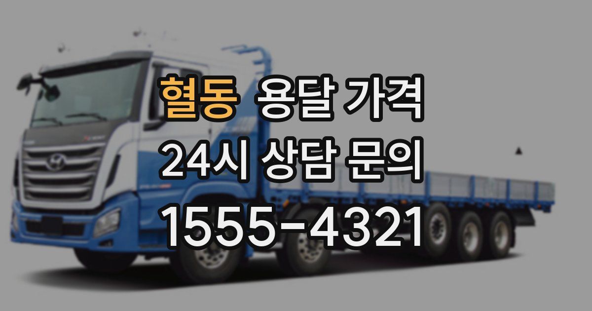 혈동 용달 가격