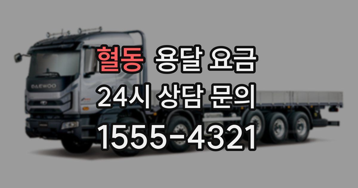 혈동 용달 요금