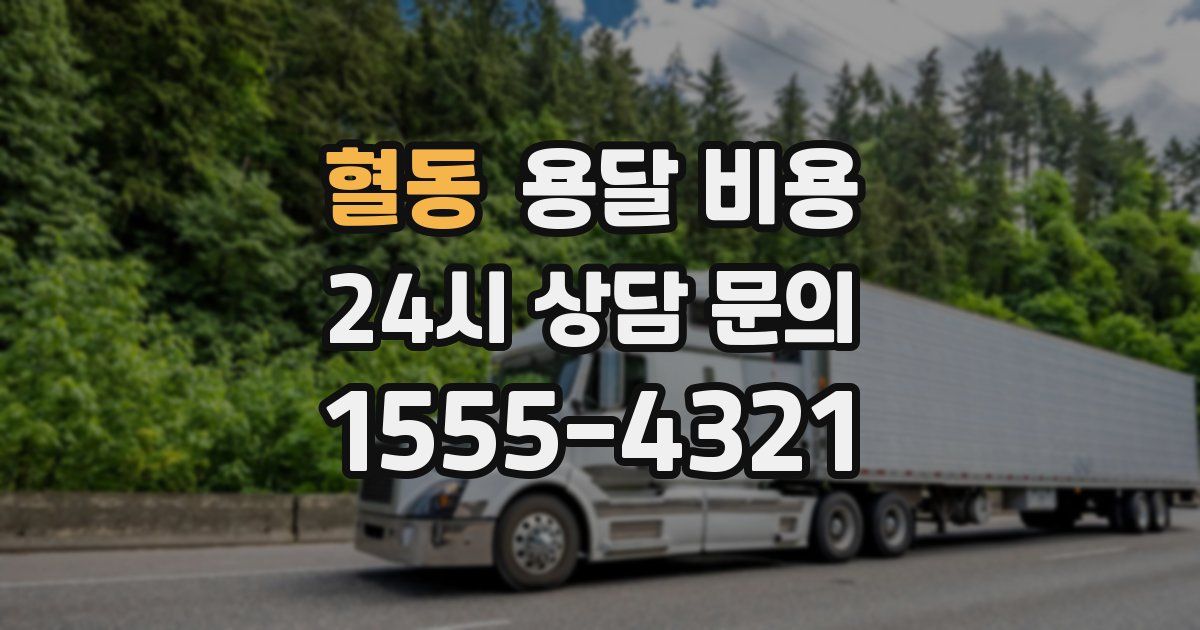 혈동 용달 비용