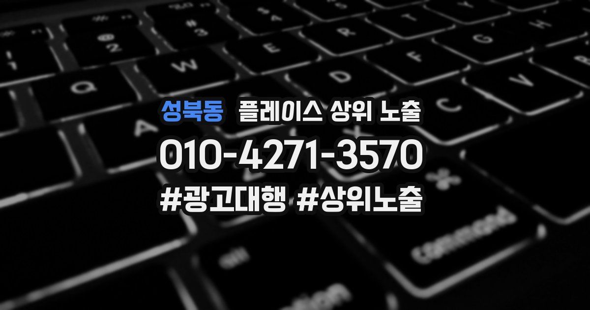 성북동 플레이스 상위 노출