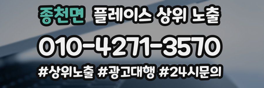 종천면 플레이스 상위 노출