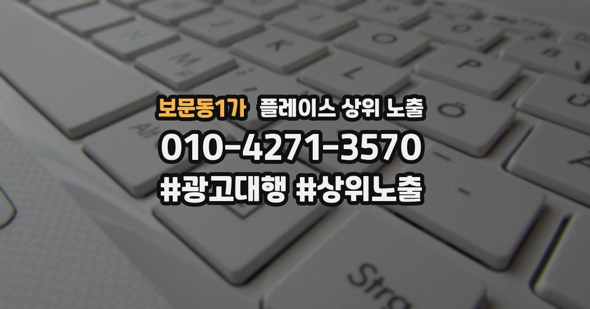 보문동1가 플레이스 상위 노출 안내