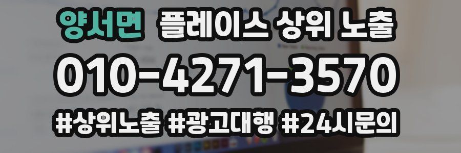 양서면 플레이스 상위 노출 안내
