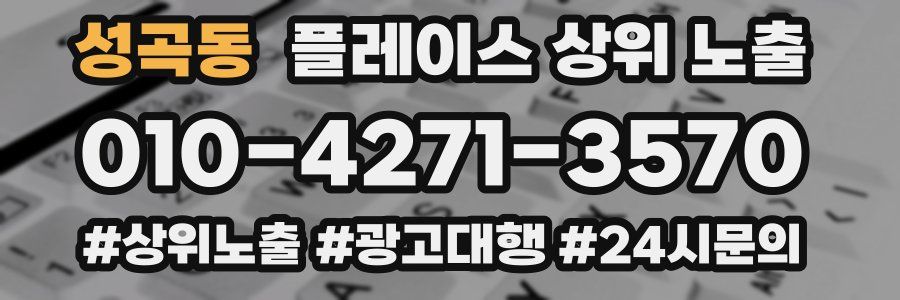 성곡동 플레이스 상위 노출 안내