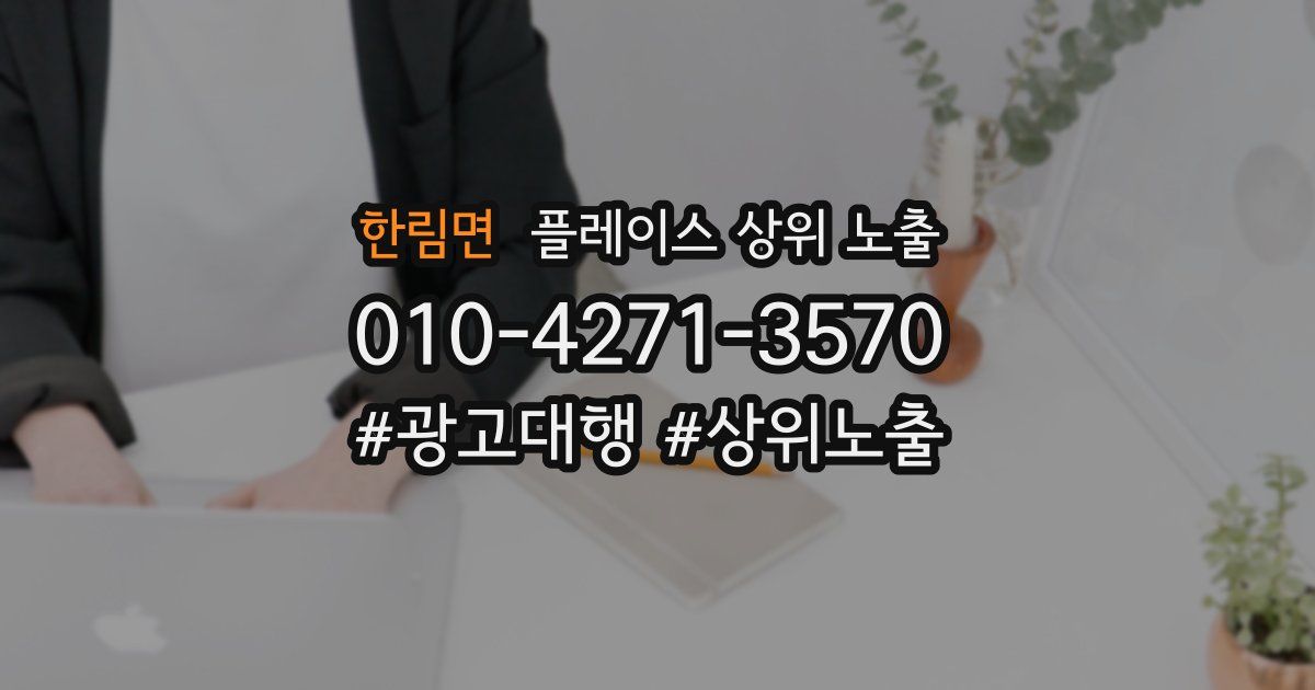 한림면 플레이스 상위 노출 안내