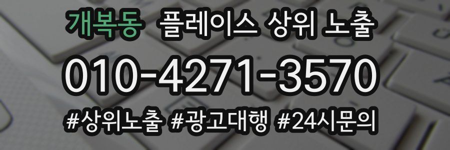 개복동 플레이스 상위 노출 안내