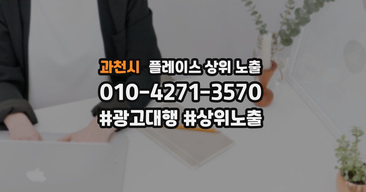 과천시 플레이스 상위 노출 상담