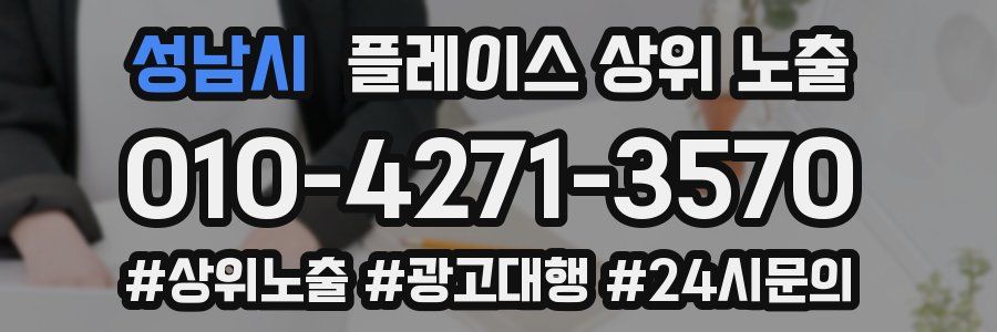 성남시 플레이스 상위 노출 안내