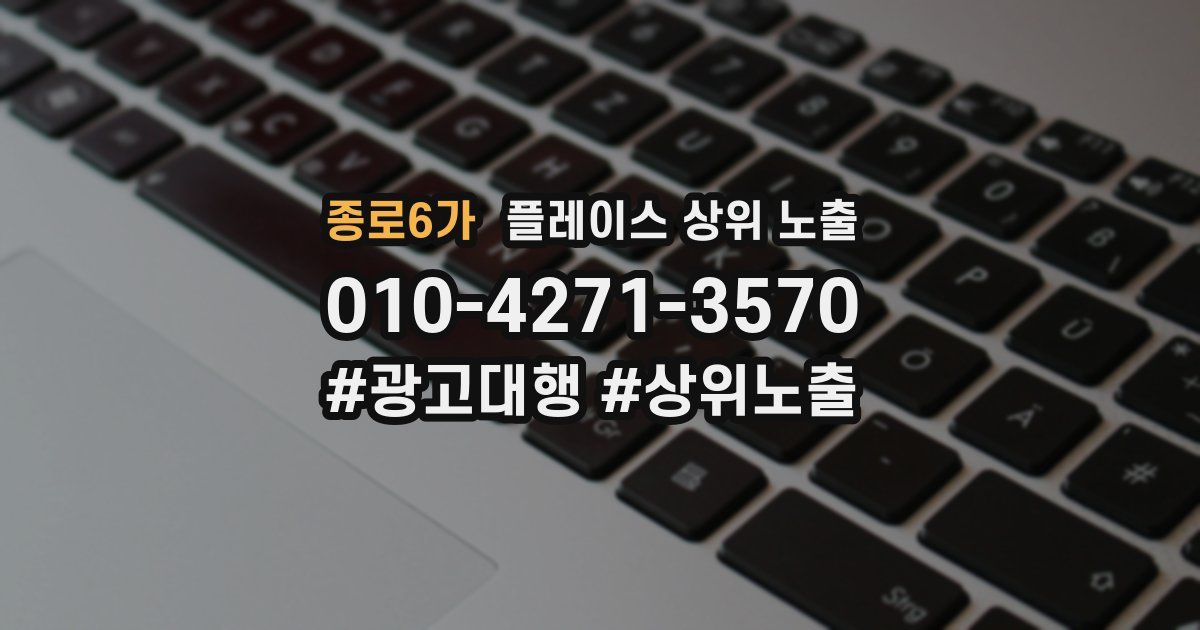종로6가 플레이스 상위 노출